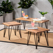 Zion - Outdoor Industrial Iron And Coffee Table - Teak - R&R Furniture Gallery (Fountain Valley, CA)