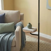 Seoul - Floor Lamp With Rotary Switch Wood Table Base - Black / White - R&R Furniture Gallery (Fountain Valley, CA)