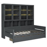 Daybed With Glass Door Storage Cabinets, Built In LED Lighting And Shelves - R&R Furniture Gallery (Fountain Valley, CA)