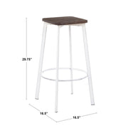 Set of two Lumi Source Clara industrial square barstools in espresso finish, featuring sleek metal legs and modern design.