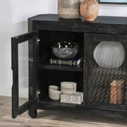 Macarthur - Reclaimed Oak 4 Door Cabinet - Aged Black - R&R Furniture Gallery (Fountain Valley, CA)