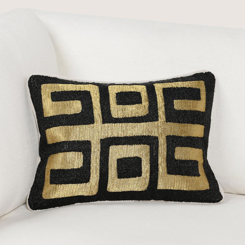 Radiant Oasis - 12" x 16" Dala Pillow - Black / Gold