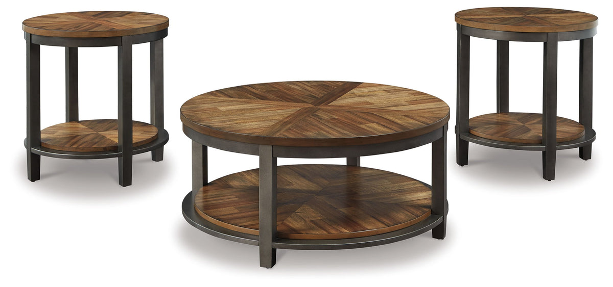 Roybeck - Occasional Table Set (Set of 3) - Light Brown / Bronze - R&R Furniture Gallery (Fountain Valley, CA)