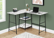 Computer Desk, Home Office, Corner, Storage Shelves, L Shape, Work, Laptop, Marble Look Laminate, Contemporary, Modern - R&R Furniture Gallery (Fountain Valley, CA)