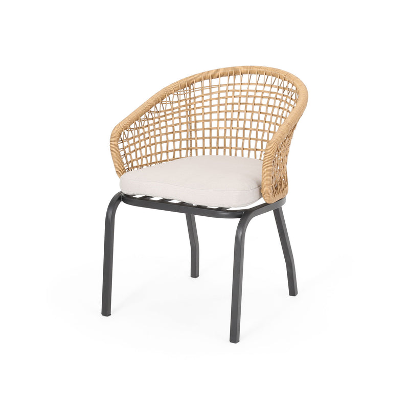 Outdoor Wicker Chair With Powder Coated Iron Legs - R&R Furniture Gallery (Fountain Valley, CA)
