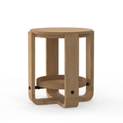 Escape - Round End Table With Shelf - Glazed Natural Oak / Black Metal Trim - R&R Furniture Gallery (Fountain Valley, CA)