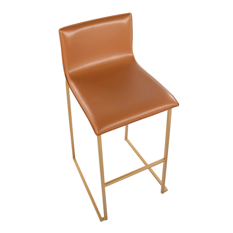 Set of two Lumi Source Mara contemporary upholstered barstools with cushioned seats and sleek modern design.