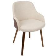 Lumi Source Bacci mid-century modern dining arm chair with wooden legs and upholstered seat, stylish for contemporary dining rooms.