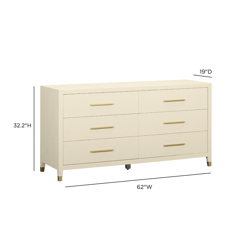 Dani - Faux Shagreen 6-Drawer Dresser - Cream