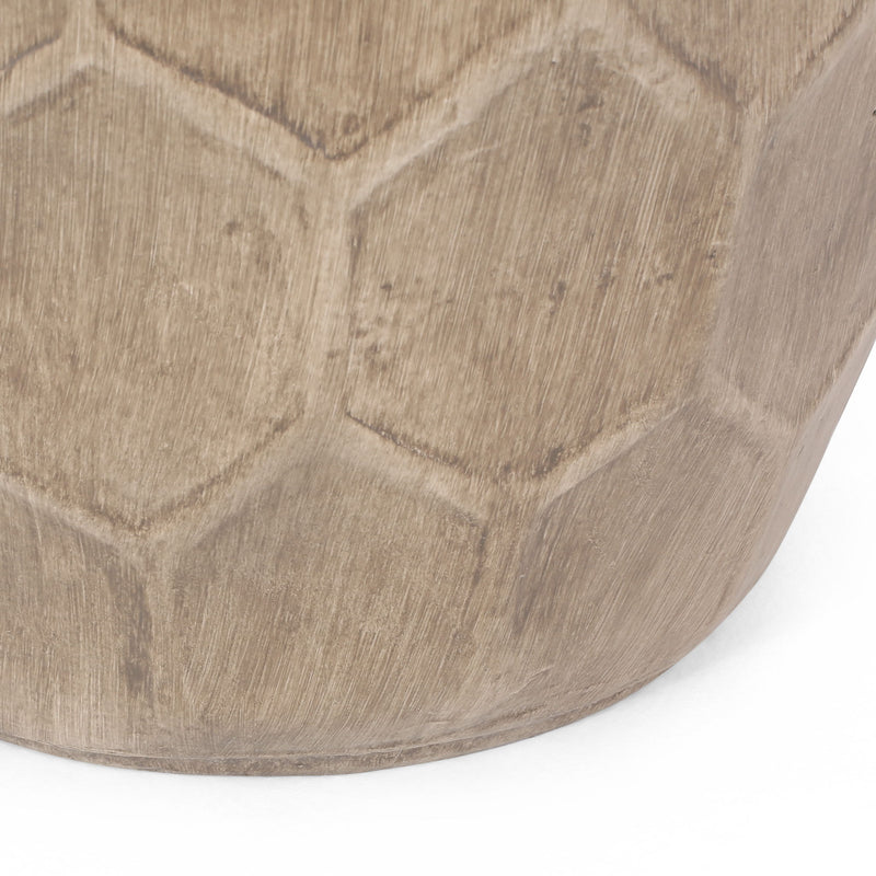 Outdoor lightweight concrete side table by Noble House with natural finish, ideal for patio or garden decor.