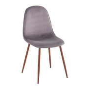 Pair of Lumi Source Pebble contemporary upholstered dining and accent chairs with walnut legs, set of 2, featuring modern design.
