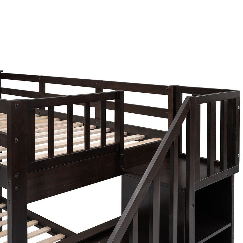 Stairway Bunk Bed With Storage And Guard Rail For Bedroom - R&R Furniture Gallery (Fountain Valley, CA)