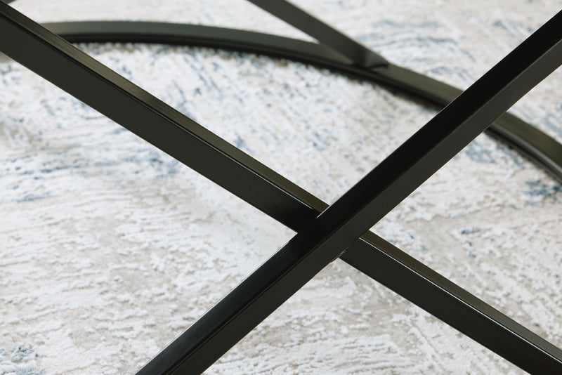 Set of three brown and black Signature Design by Ashley® Cassbryn occasional tables for living room decor.