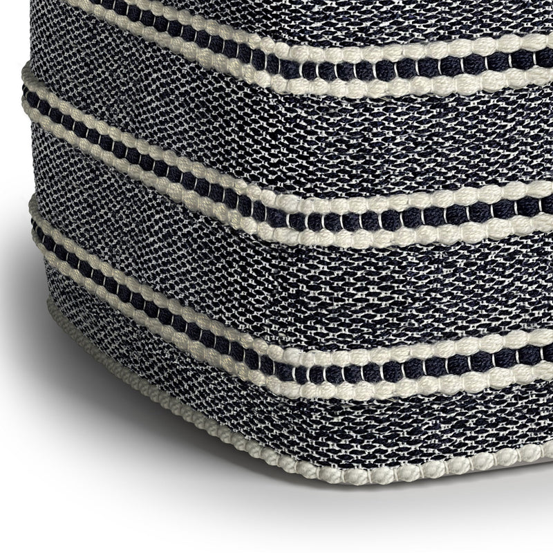Corrie - Square Outdoor / Indoor Pouf - Navy / White - R&R Furniture Gallery (Fountain Valley, CA)