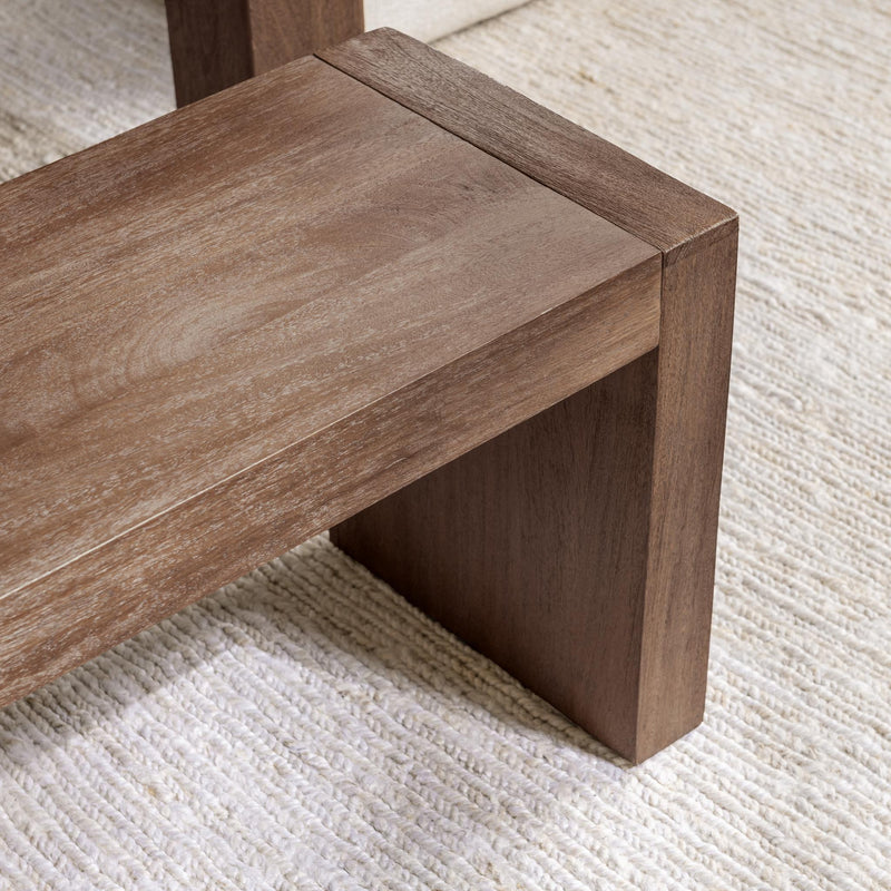 Classic Home Glendale 64-inch toasted chestnut dining bench with wooden seat and sturdy legs for kitchen or dining room use.