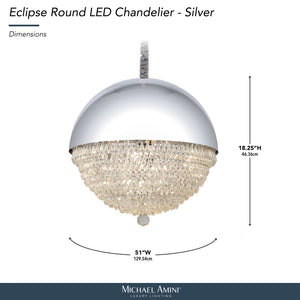 Michael Amini Lighting - Eclipse LED Crystal And Metal Chandelier - Silver