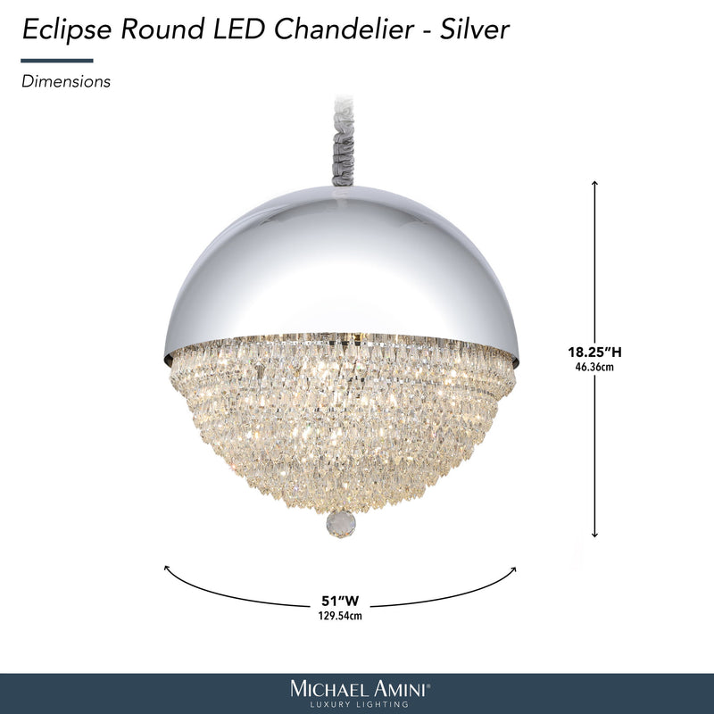 Michael Amini Lighting - Eclipse LED Crystal And Metal Chandelier - Silver