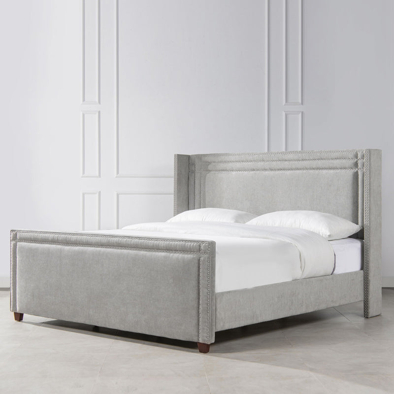 Elle - Wingback Upholstered King Bed - Silver Gray - R&R Furniture Gallery (Fountain Valley, CA)