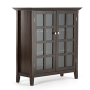 Handcrafted Acadian medium storage cabinet by Simpli-Home, featuring a natural wood finish and classic accent cabinet design.