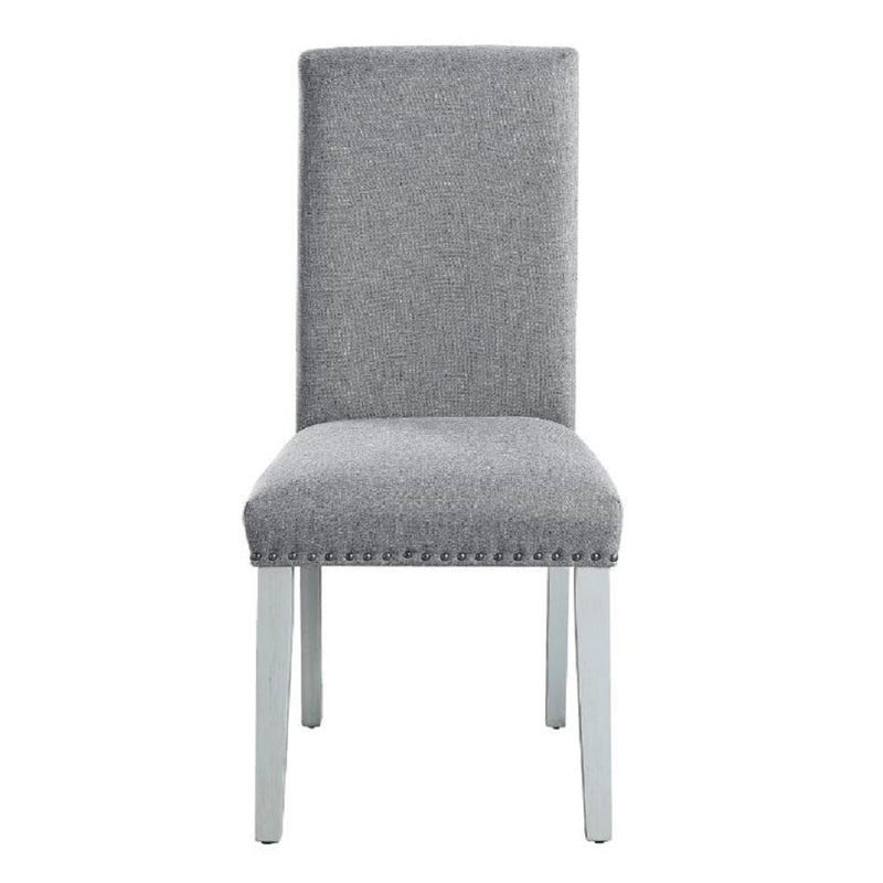 Lanton - Side Chair (Set of 2) - Gray Linen & Antique White - R&R Furniture Gallery (Fountain Valley, CA)
