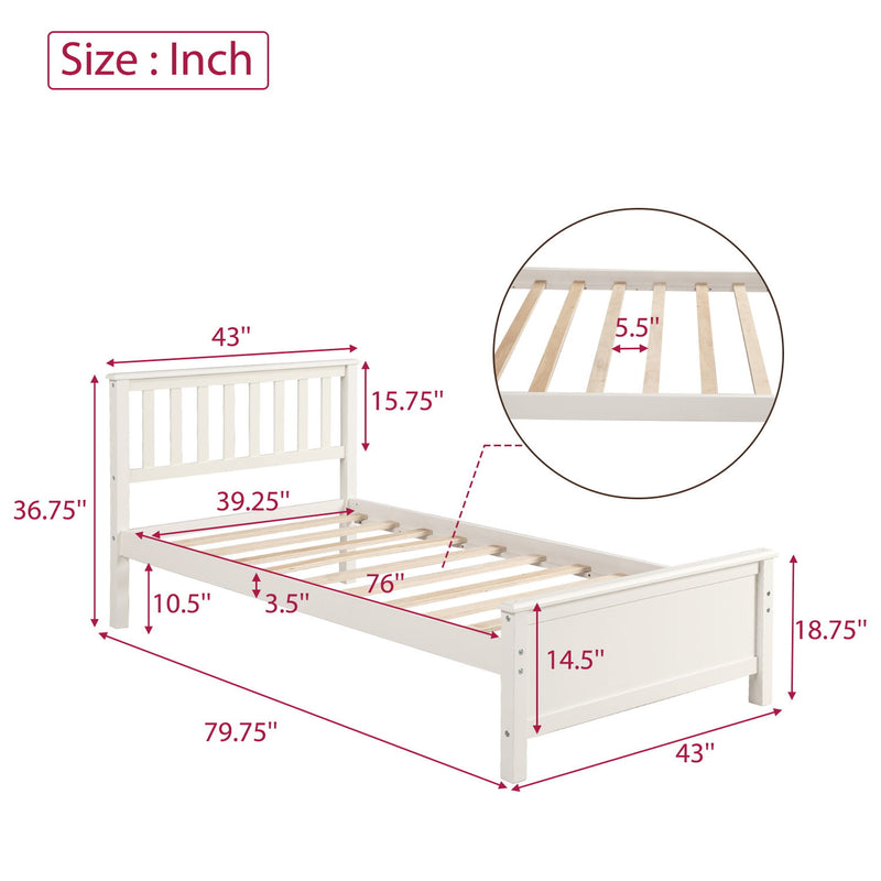 DreamHaus platform bed with headboard, footboard, and wood slat support, showcasing sturdy wooden frame and modern design.