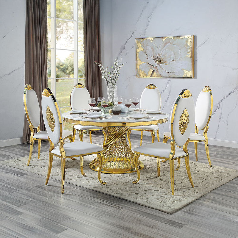 Fallon - Side Chair (Set of 2) - White Velvet & Mirrored Gold - R&R Furniture Gallery (Fountain Valley, CA)