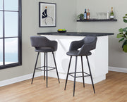 Set of two Lumi Source Margarite contemporary barstools with sleek design and wooden legs, ideal for modern kitchen or bar areas.