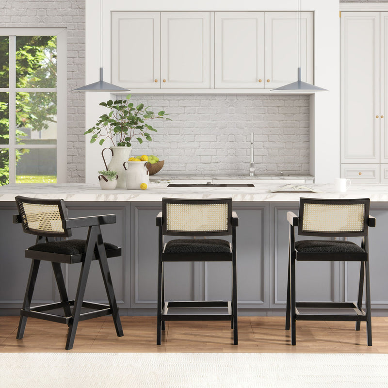 Milan - Modern Webbing Back Stool With Arms (Set of 3) - R&R Furniture Gallery (Fountain Valley, CA)