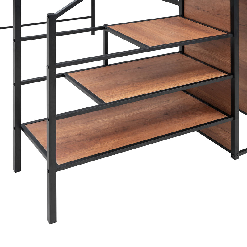 Loft Bed With Desk And Grid, Stylish Frame With Lateral Storage Ladder And Wardrobe - R&R Furniture Gallery (Fountain Valley, CA)
