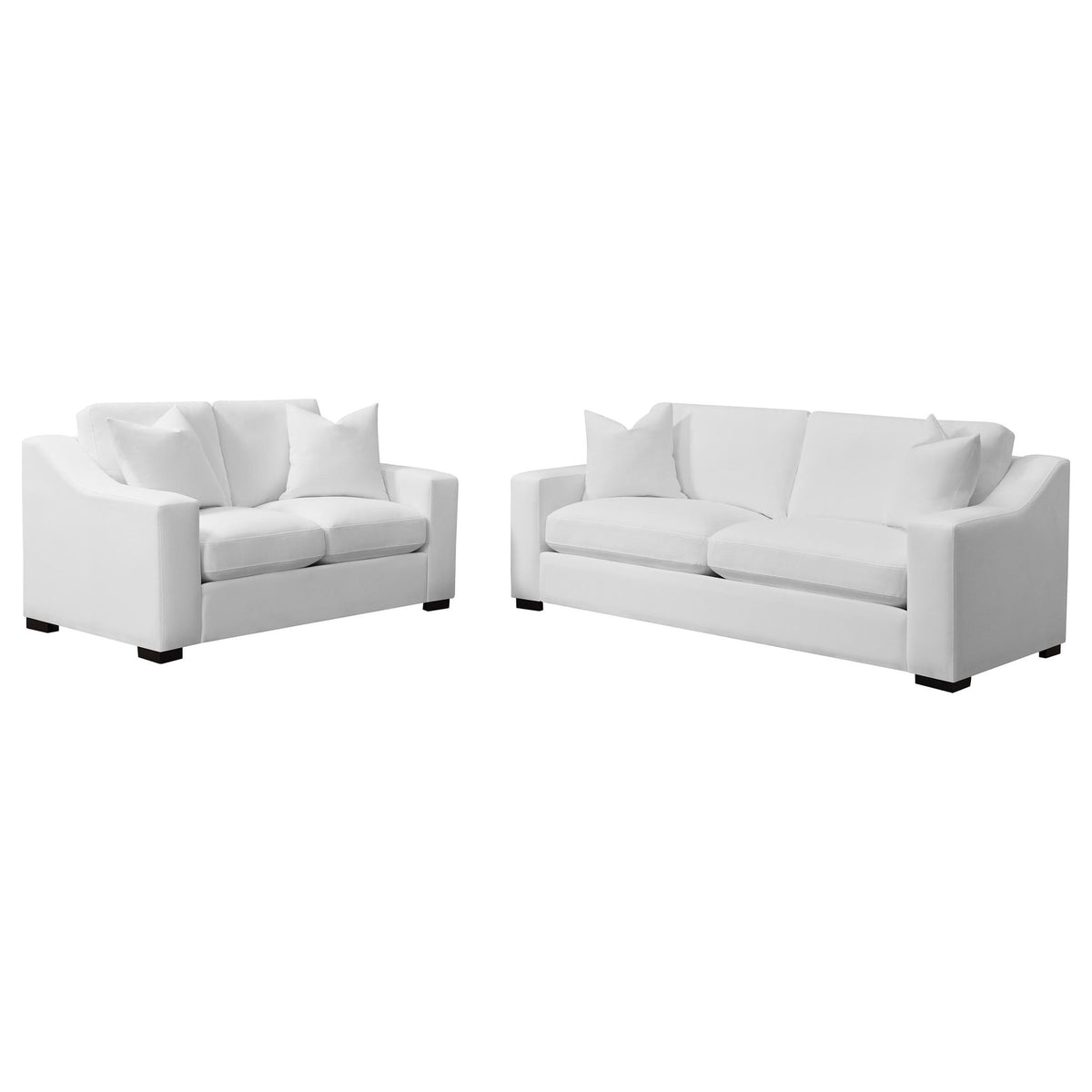 Chelan - 2 Piece Upholstered Sloped Arm Sofa Set - White