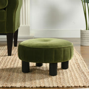 Riley - Round Footstool Ottoman - Olive Green - R&R Furniture Gallery (Fountain Valley, CA)