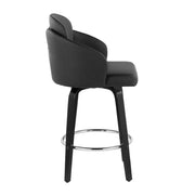 Set of two Lumi Source Dahlia contemporary counter stools with round footrests, featuring sleek modern design and upholstered seats.