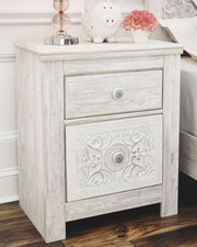 Paxberry - Two Drawer Night Stand - Whitewash - R&R Furniture Gallery (Fountain Valley, CA)