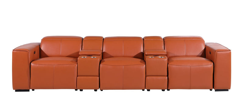 1224 - 5-Piece Modular Power Reclining Sofa In With 3 Power Recliners & Power Headrests