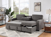 Estelle - Fabric Reversible Sleeper Sectional With Storage Chaise Drop-Down Table 2 Cup Holders And 2 USB Ports - R&R Furniture Gallery (Fountain Valley, CA)