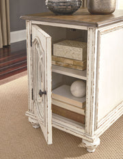 Realyn - Chair Side End Table - Insert Mirror - White / Brown - R&R Furniture Gallery (Fountain Valley, CA)