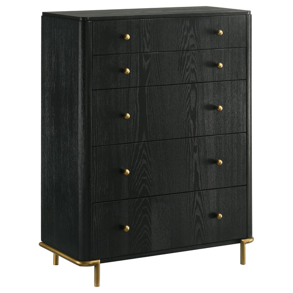 Anser - 5 Drawer Chest, Bedroom Storage Furniture - Black
