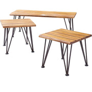 Zion - Outdoor Industrial Iron And Coffee Table - Teak - R&R Furniture Gallery (Fountain Valley, CA)