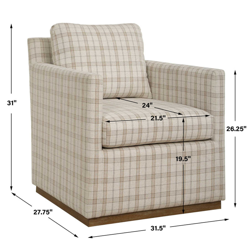 Basie - Casual Linen Swivel Chair - White