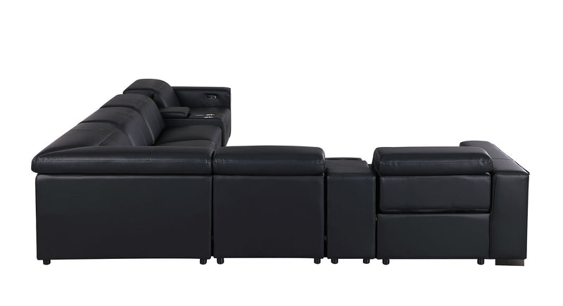 1208 - 8 Piece L Shaped Leather Sectional With 3 Power Recliners & Power Headrests