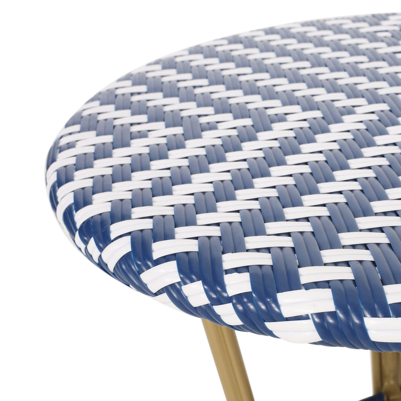French Bistro Table Outdoor Elegance - White / Blue - R&R Furniture Gallery (Fountain Valley, CA)