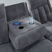 Observation - Reclining Power Sofa With Drop Down Table - Steel - R&R Furniture Gallery (Fountain Valley, CA)