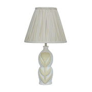 Cream Edith curved papier mache flower pleated table lamp by TOV Furniture, showcasing its sculptural floral design and elegant shape.