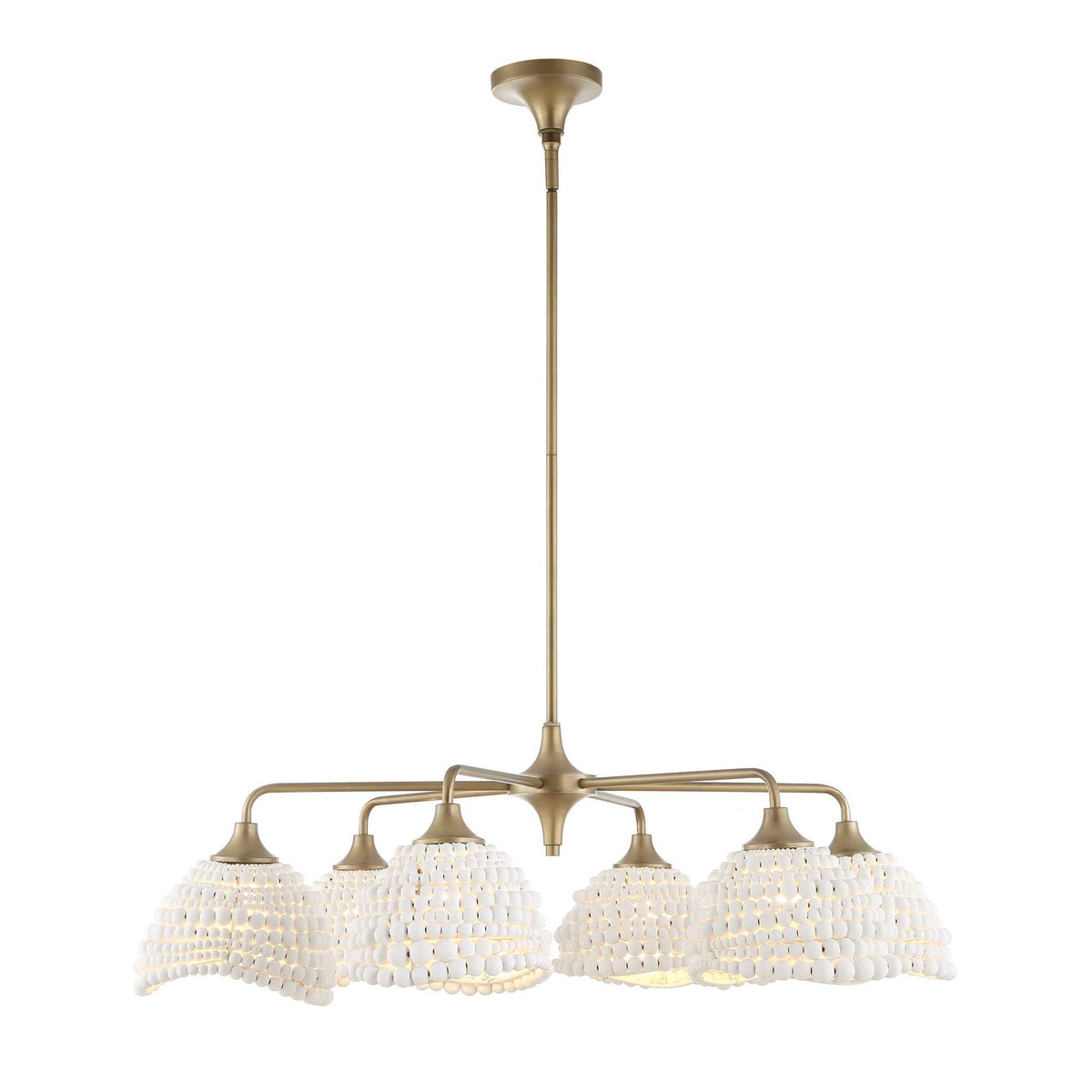 Biddeford 6-light beaded pendant light in white by Uttermost, showcasing elegant beaded design and pendant lighting style.
