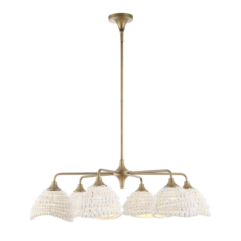 Biddeford 6-light beaded pendant light in white by Uttermost, showcasing elegant beaded design and pendant lighting style.