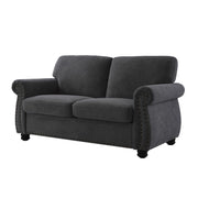 Soft Loveseat, Upholstered 2 Seater Couch, Loose Back Cushions And Turned Legs - R&R Furniture Gallery (Fountain Valley, CA)