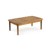 Noble House outdoor acacia wood loveseat set with matching coffee table, 2-piece patio furniture for outdoor seating and relaxation