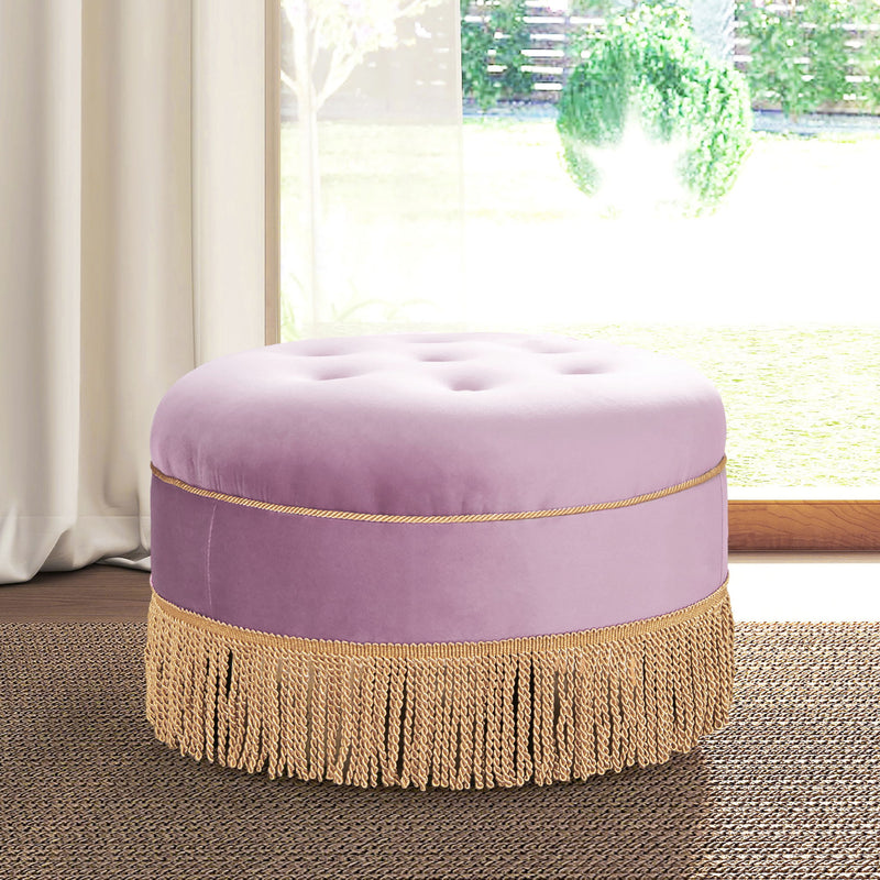 Yolanda - Round Upholstered Accent Ottoman - R&R Furniture Gallery (Fountain Valley, CA)