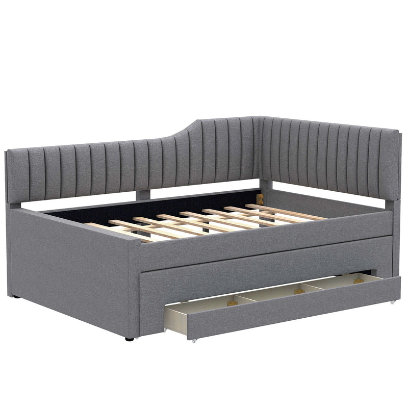 Upholstered Daybed With Trundle And 3 Drawers - R&R Furniture Gallery (Fountain Valley, CA)