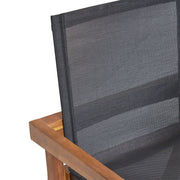 Set of two Noble House Belfast dining chairs with acacia wood frames and cushioned seats, perfect for modern dining rooms.